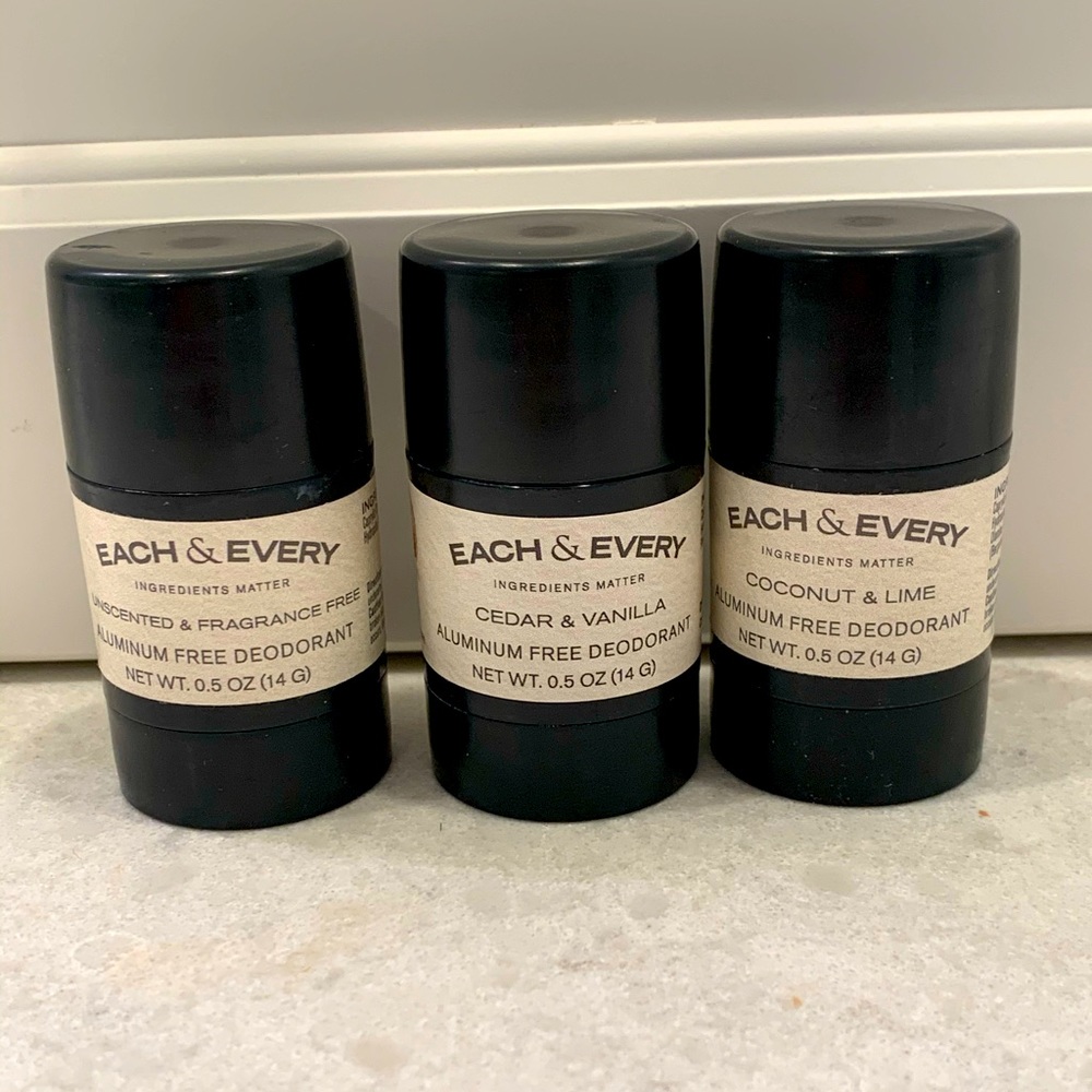 Each and Every mini all natural deodorant, qty 3